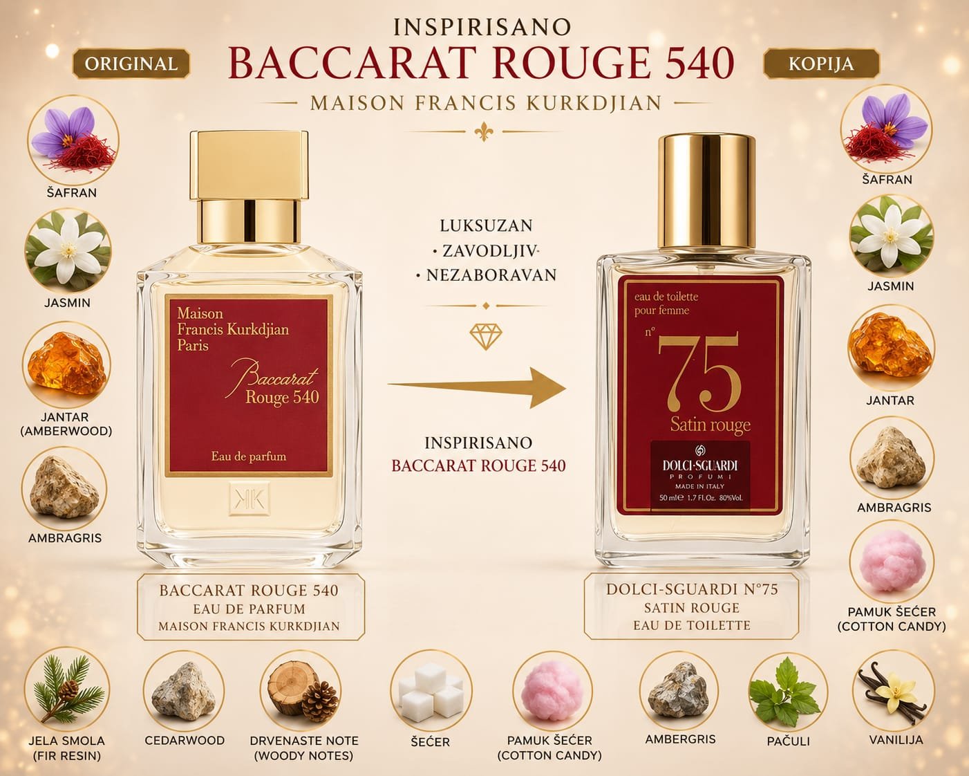 Dolci-Sguardi No75 – kopija Baccarat Rouge 540
